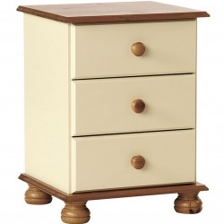 Tureby 3 Drawer Bedside in cream/pine, white background