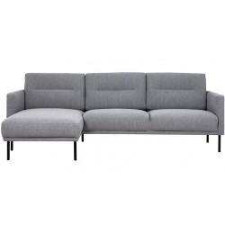 Grey sofa with black legs, front view