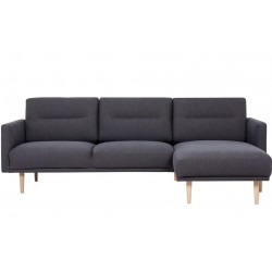 Kempsey Chaise Lounge Sofa (RH) with oak legs in anthracite