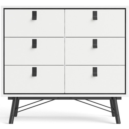 Tula Six Drawer Double Chest - Matt White Front View