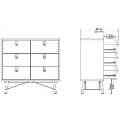 Tula Six Drawer Double Chest - Dimensions 1
