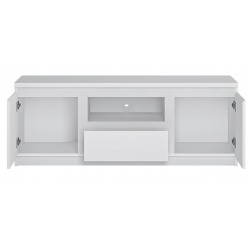 Fribo TV Unit - One Drawer Two Door - Alpine White Open
