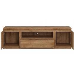 Fribo Wide TV Unit - One Drawer Two Door - Ribbeck Oak Open