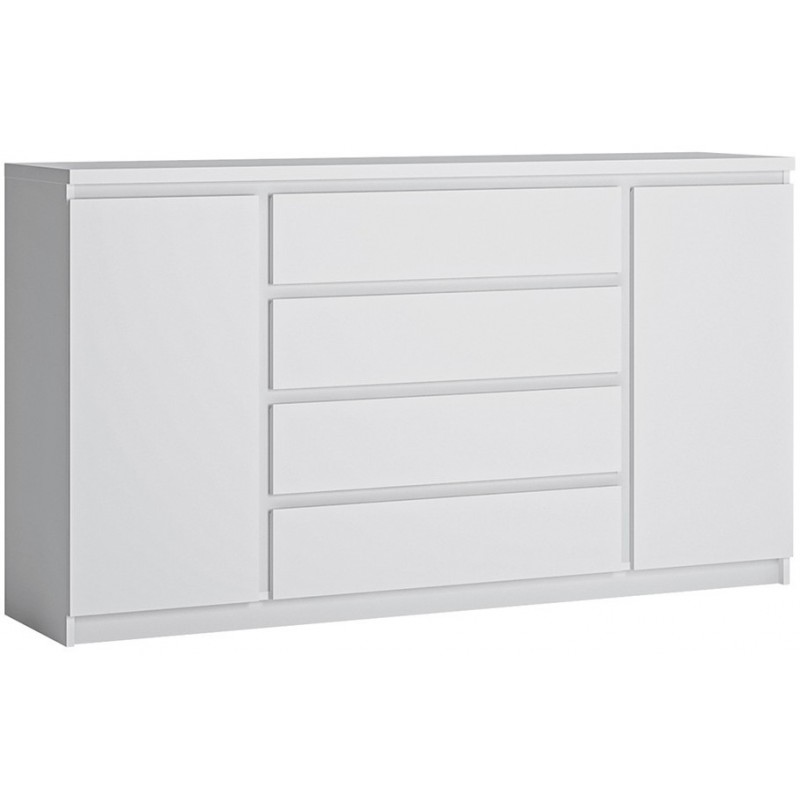 An image of Fribo Two Door Four Drawer Wide Sideboard - White