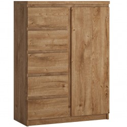 Fribo One Door & Five Drawer Cabinet - Oak