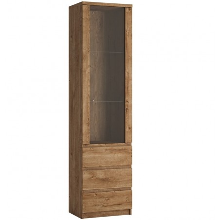 Fribo Tall Narrow Glazed Display Cabinet - Oak