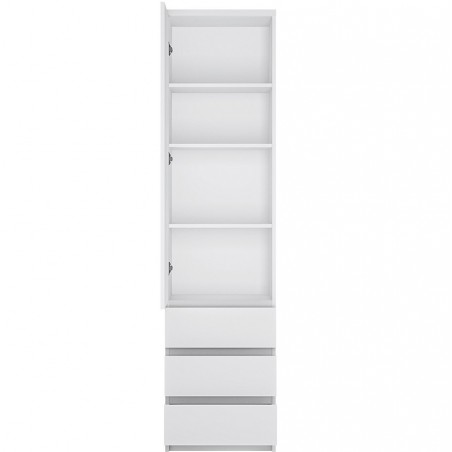 Fribo Tall One Door Three Drawer Cabinet - White Open