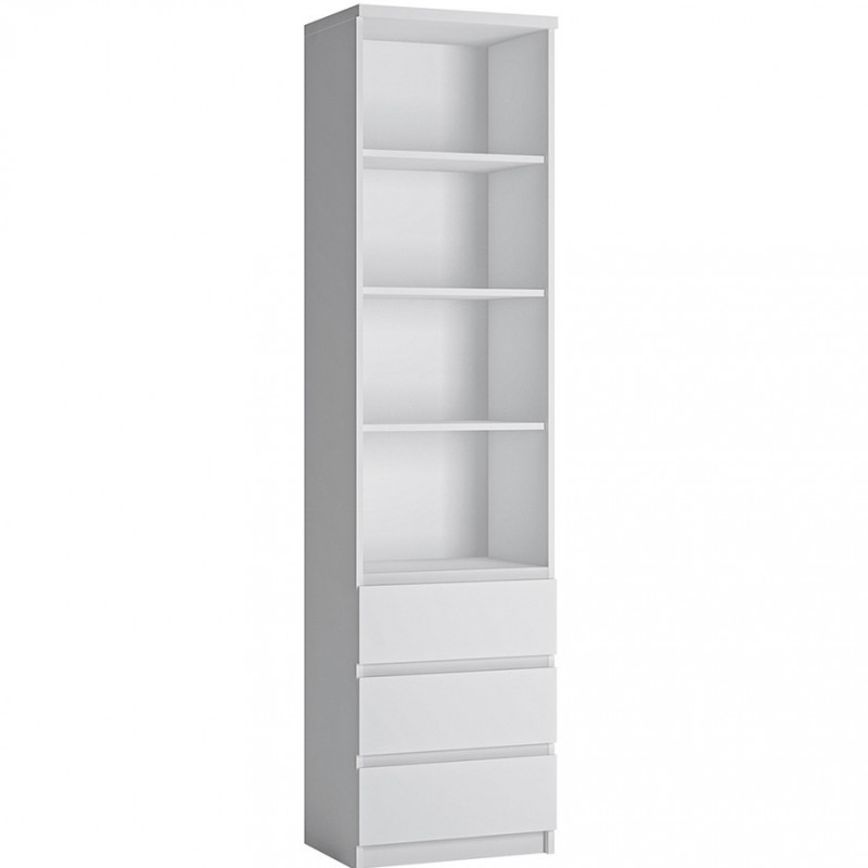 An image of Fribo Tall Narrow Bookcase - White