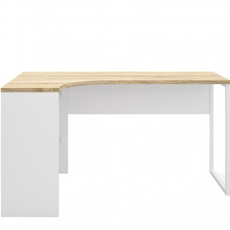 Cavaco Corner Desk Two Drawers - Oak & White Front View