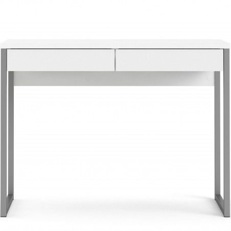 Cavaco Two Drawer Functional Desk - Gloss White Front View