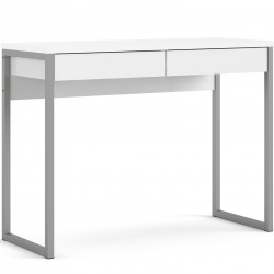 Cavaco Two Drawer Functional Desk - Gloss White Angled View