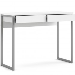 Cavaco Two Drawer Functional Desk - Gloss White Angled View Drawers Open