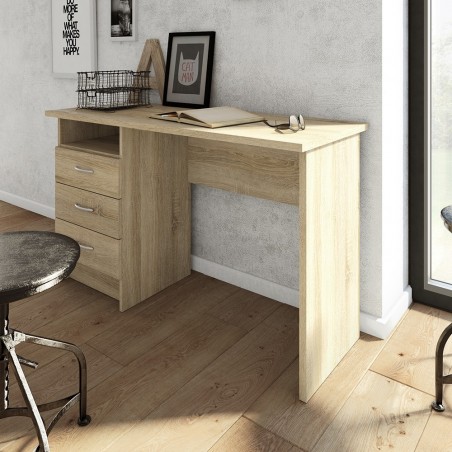 Cavaco Single Pedestal Desk 3 Drawer Oak Mood Shot