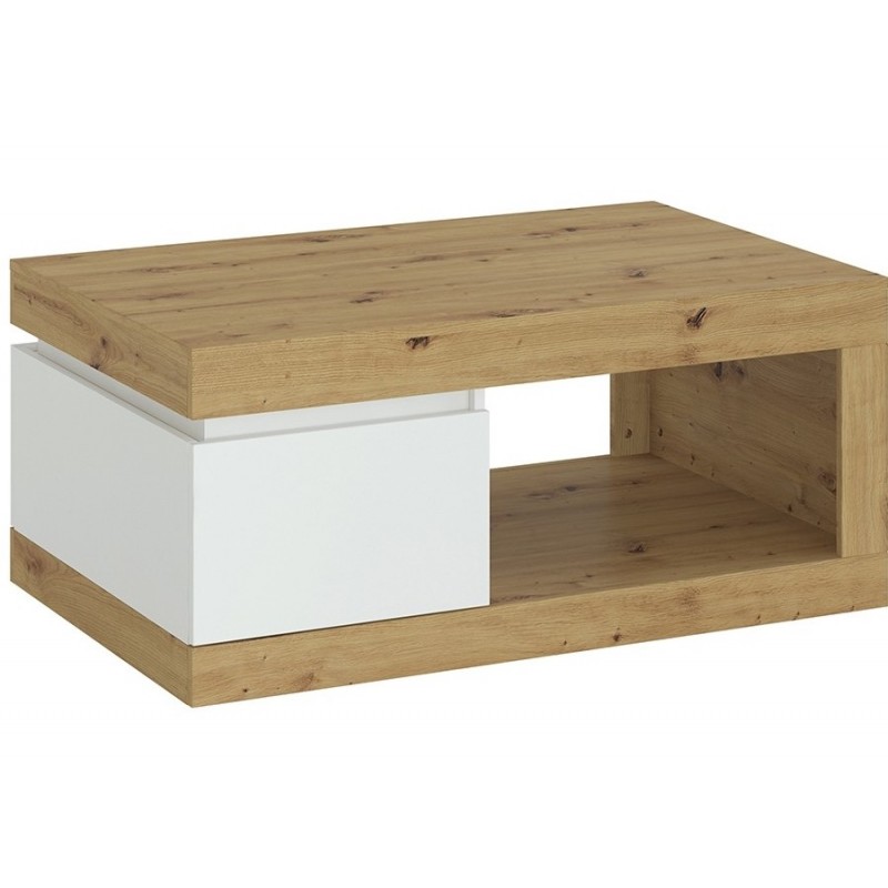 An image of Luci One Drawer Coffee Table - Oak and White