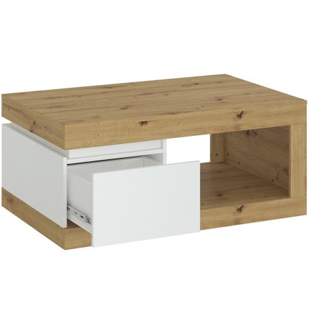 Luci One Drawer Coffee Table - Oak White Open Drawer