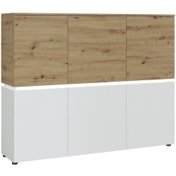 Luci Six Door Cabinet with LED Lighting - Oak & White