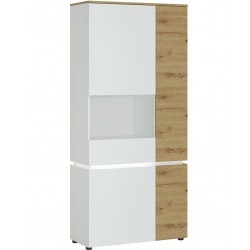 Luci Four Door Tall Display Cabinet with LED Lighting  (LHD) Oak& White
