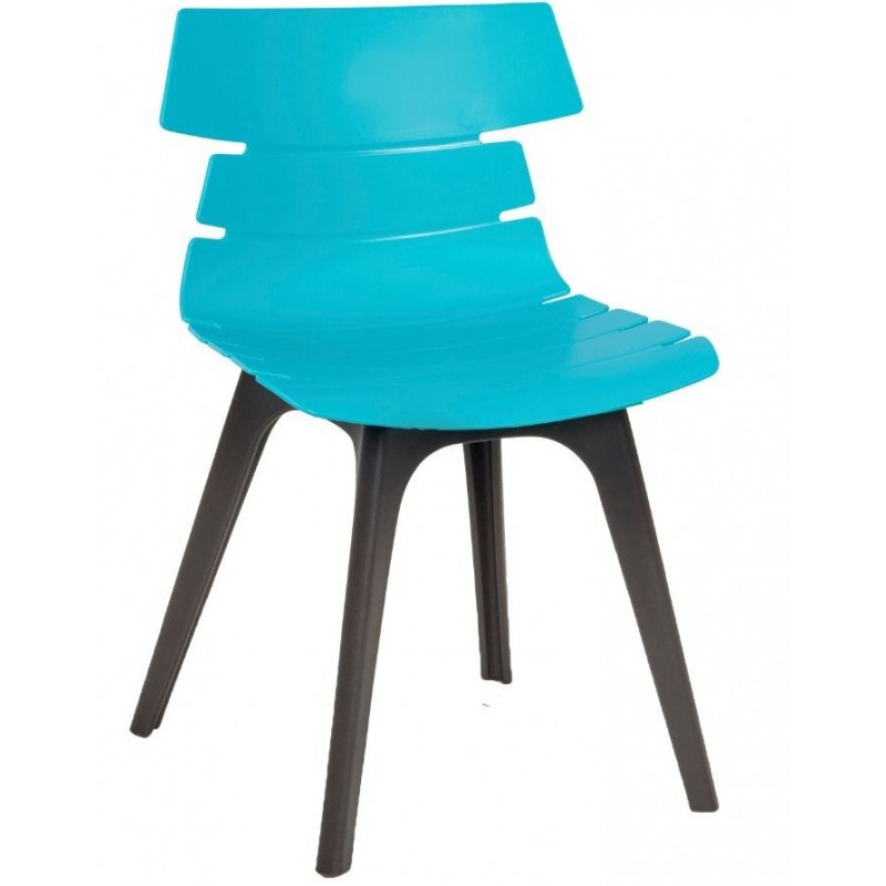 Fabulo chair with a turquoise seat and black legs