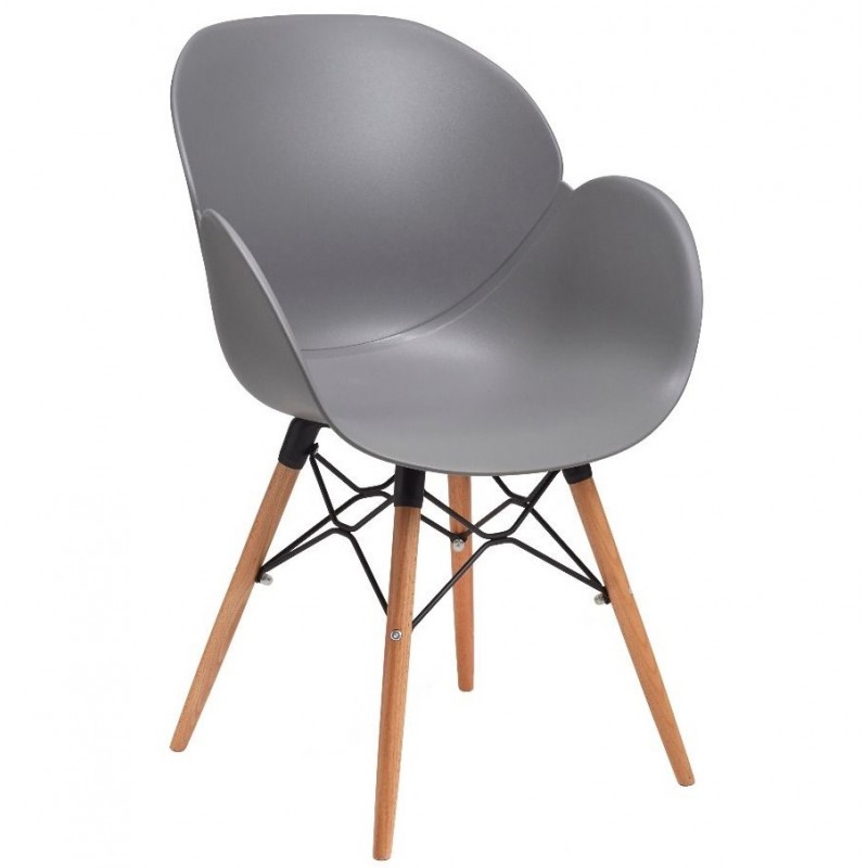 Sligo designer armchair with a grey seat and beech legs