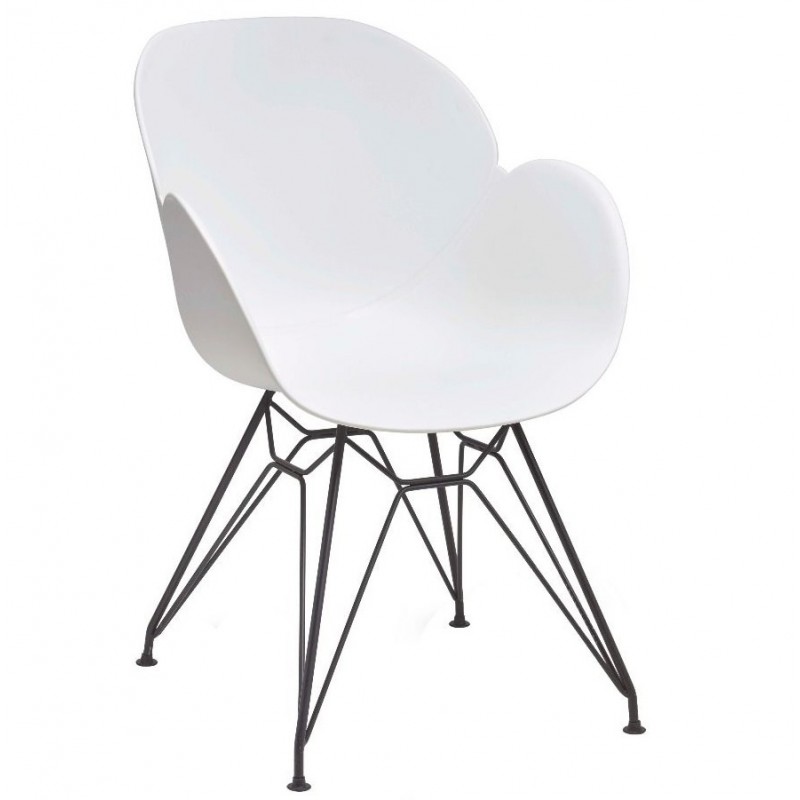 Sligo Dining Armchair Chair - Black Eiffel Legs - white