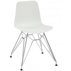 Galway Dining chair with a white seat and Chrome Eiffel frame