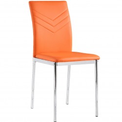 Coloured Faux Leather Dining Chairs - Orange