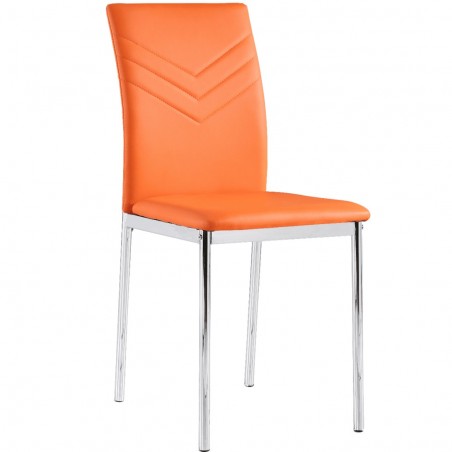 Coloured Faux Leather Dining Chairs - Orange
