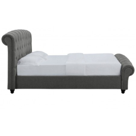 Kincraig Linen Fabric Upholstered   Bed - Grey Side View