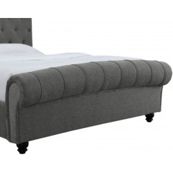 Kincraig Linen Fabric Upholstered   Bed - Grey Footboard Detail