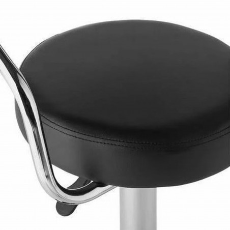 Mabyn Adjustable Bar Stool Chrome & Black Seat Detail