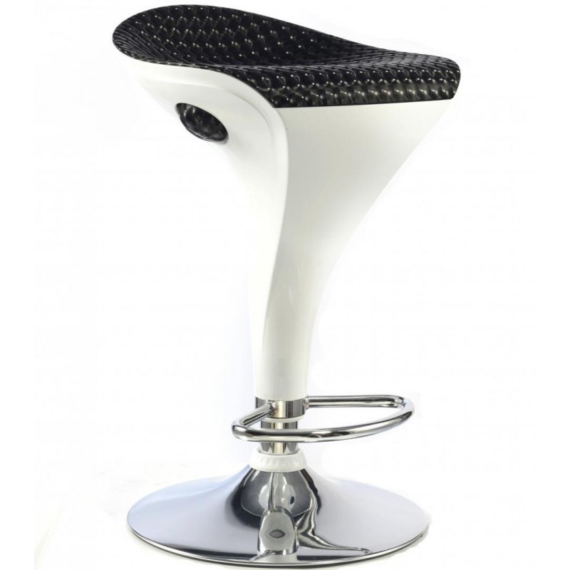 An image of Two Helford Bar Stool White Base & Black PU Seat - White and Black