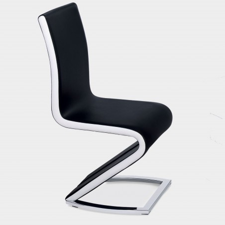 Paris PU Chrome Chairs Black & White Dining Chair Side View