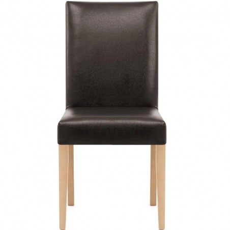 Ashford Faux Leather Dining Chairs - Brown Front View