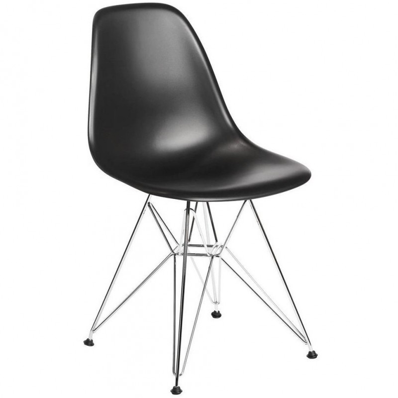 An image of Four Bianca Dining Chair - Chrome Eiffel Style Legs - Black