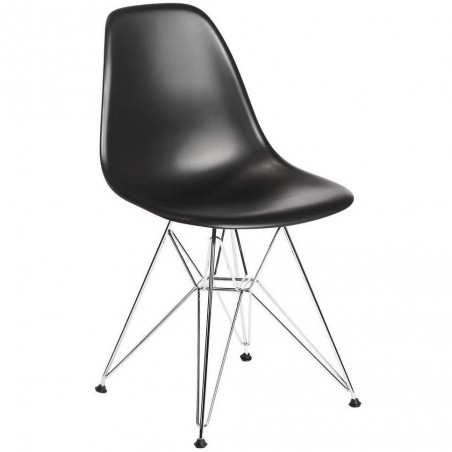 Bianca Dining Chair - Chrome Eiffel Style Legs - Black