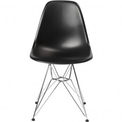 Bianca Dining Chair - Chrome Eiffel Style Legs - Black Front View