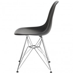 Bianca Dining Chair - Chrome Eiffel Style Legs - Black Side View