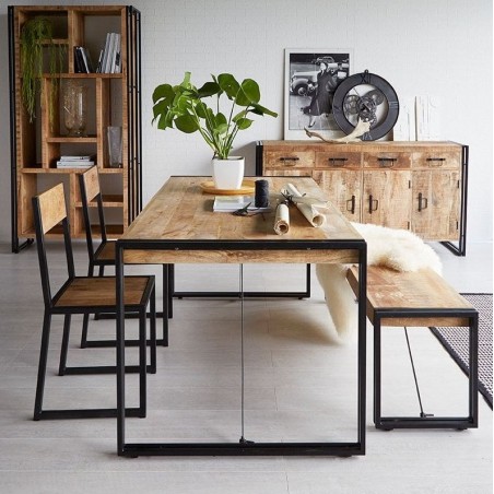 Kinver Industrial Metal & Wood Chair Room Shot