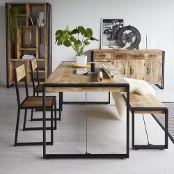 Kinver Industrial Metal & Wood Medium Dining Table room Shot