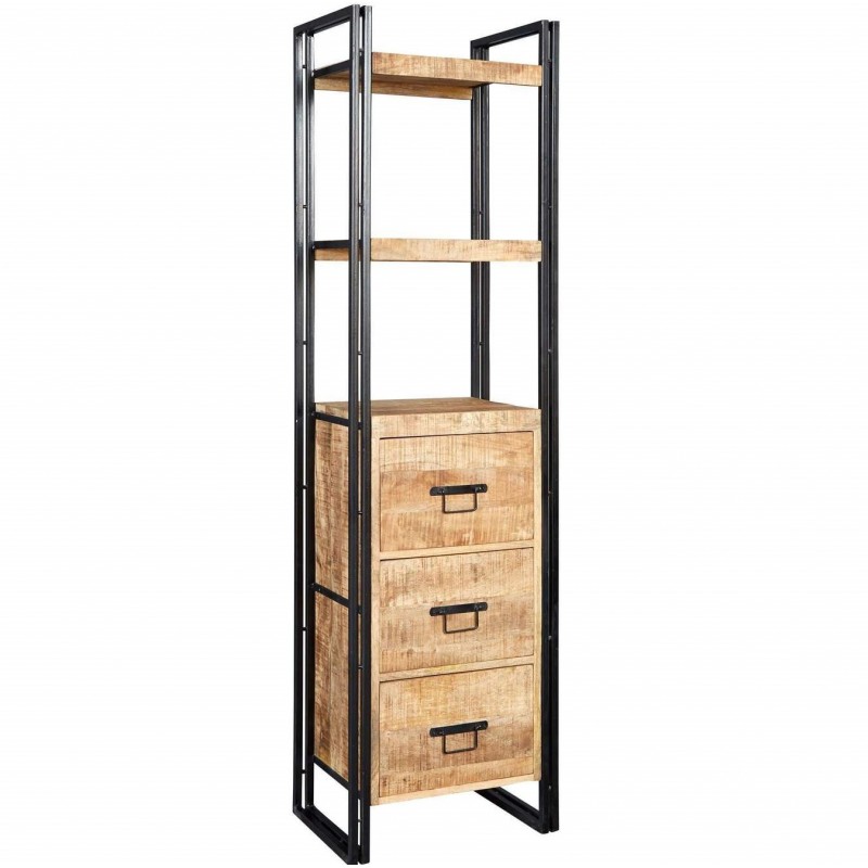 Kinver Industrial Slim Bookcase With Drawers