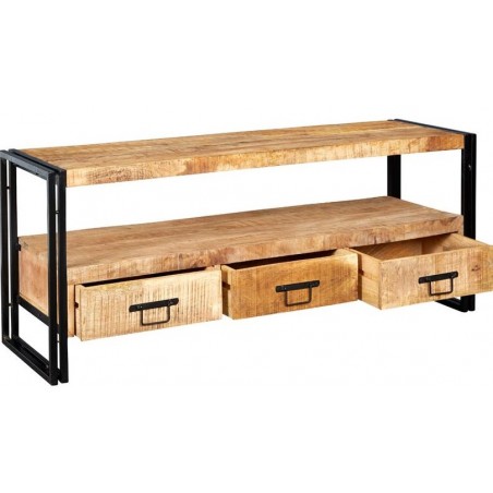 Kinver Industrial Large TV Stand Open Drawers