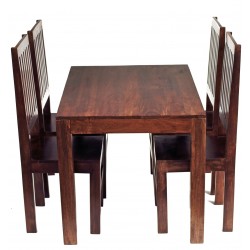 Indore Dark Mango 4FT Dining Set With Wooden Chairs