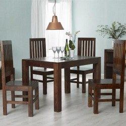 Indore Dark Mango 4FT Dining Set With Wooden Chairs Mood Shot
