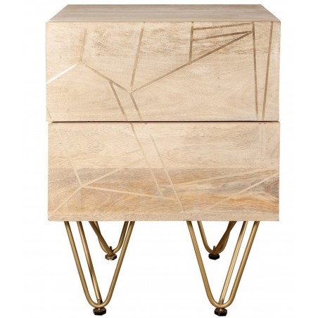 Tanda Light Gold 2 Drawer Side Table Front View