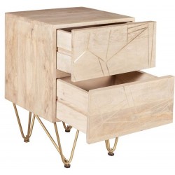 Tanda Light Gold 2 Drawer Side Table Open Drawers