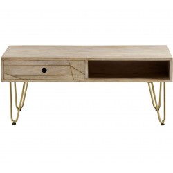 Tanda Light Gold Rectangular Coffee Table Front View