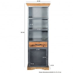 Brompton Industrial Narrow Bookcase Dimensions