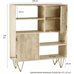 Tanda Light Gold Display Cabinet, dimensions