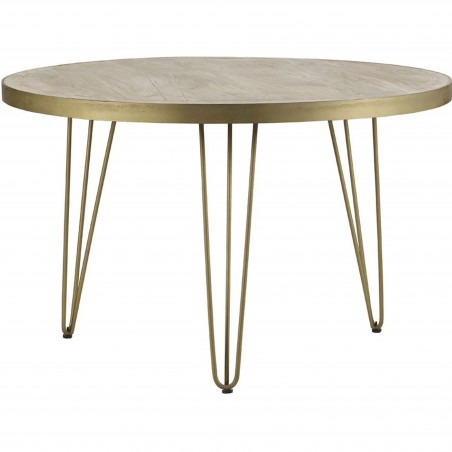 Tanda Light Gold Round Dining Table Angled View