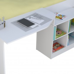Kidsaw Pilot Cabin Bed White Desk Bookcase